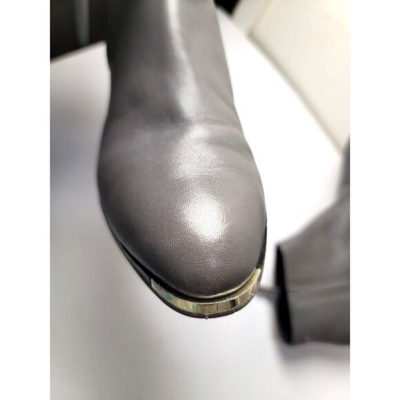 Cole Haan Gray Leather Ankle Boots With Side Zipper & Block Pump Heel Size 7.5 B - Picture 13 of 13